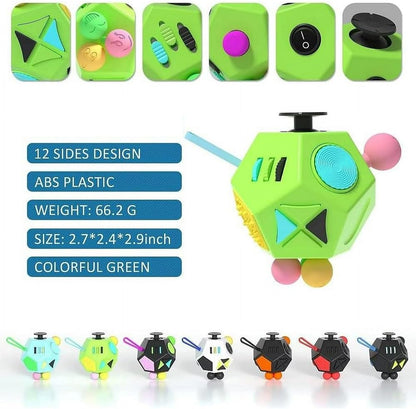 Fidget Dodecagon-12 Sided Fidget Toy Stress Relief Cube for Children and Adults, Silent Compact Classroom Gifts Stocking Stuffers for Teen Boys, Kids(B3 Blue Sky)