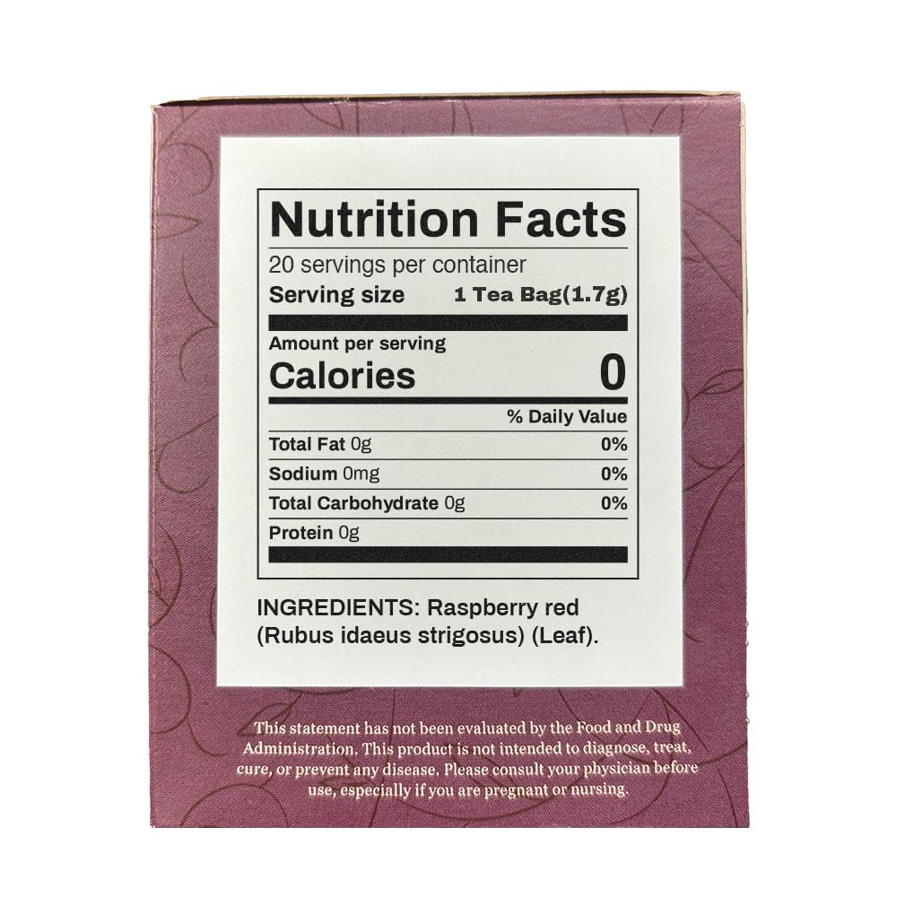 Positively Botanicals, Organic Raspberry Leaf Herbal Tea Bags, 20 Count