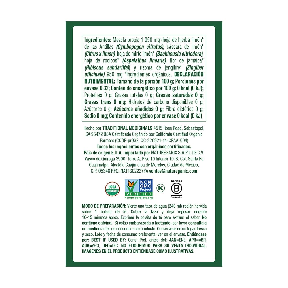 Traditional Medicinals Organic Lemon Ginger Tea, 1.13 Oz, 16 Count (Pack of 2)