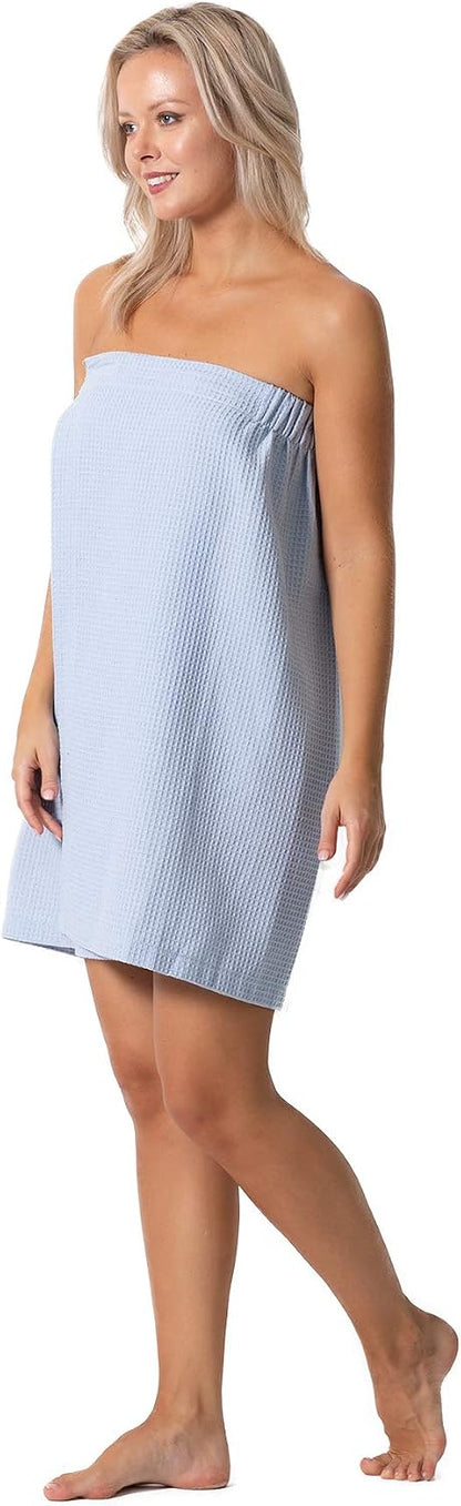 Turkish Linen Women’s Waffle Spa Body Wrap with Adjustable Closure