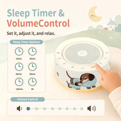 Kipcush White Noise Machine for Baby & Adults, 30 Soothing Sounds, Soft Non-Glare Nursery Lamp, 8 Color Night Lights, Memory Function (Angel V1 White, Standard)