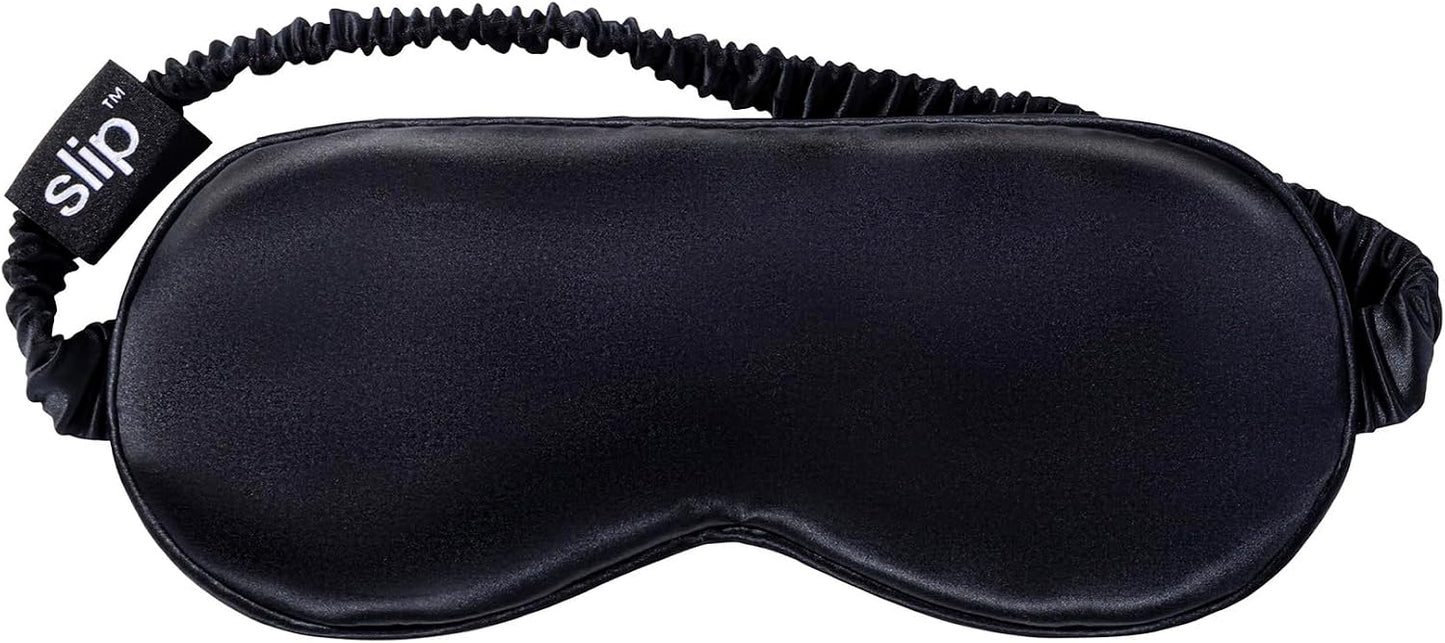slip Pure Silk Sleep Mask - 100% Mulberry Silk, Ultra Soft & Comfortable, Blocks Light for Restful Sleep| Adjustable Strap for Perfect Fit, Gentle on Skin & Hair (Black - 1 Count Pack of 1)