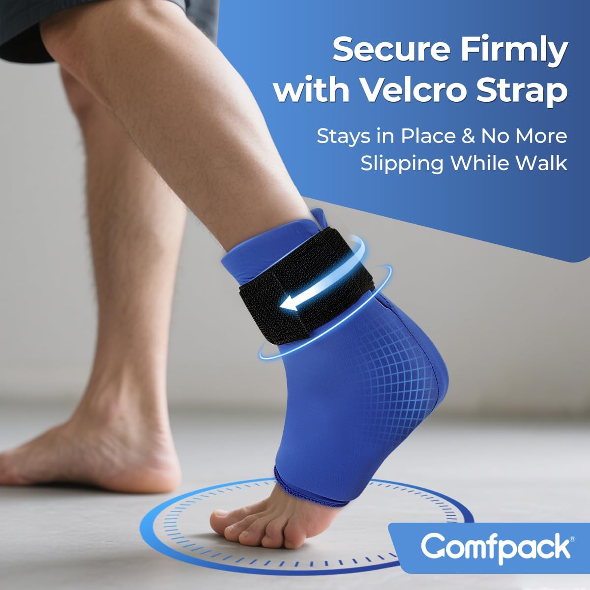 Comfpack Ankle Ice Pack Wrap for Swelling, Reusable Foot Ice Pack Wrap, Hot & Cold Therapy Compression Sleeve for Plantar Fasciitis Relief, Achilles Tendonitis, Sprain, Heel Pain, Sprained