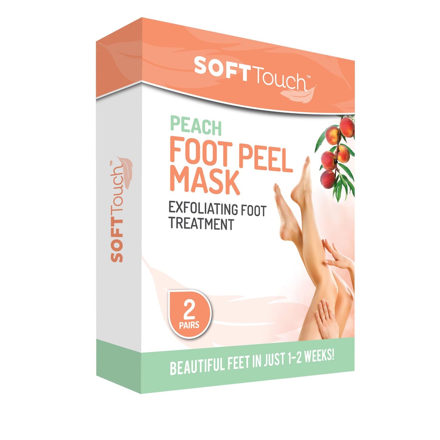 Dermora Soft Touch Foot Peel Mask - Pack of 2 Feet Peeling Masks for Dry, Cracked Heels & Calluses - Exfoliating Foot Mask Peel for Baby Soft Skin (Original)