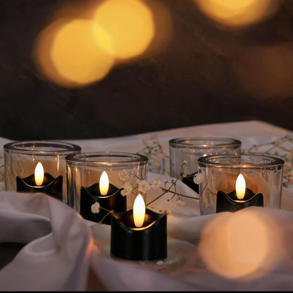 24 Pack Flameless Tealight Candles Battery Operated Tea Lights, Realistic Flickering Electric LED Tea Lights, 3D Wick Fake Tea Lights for Votive, Festival, Party, Wedding Decor