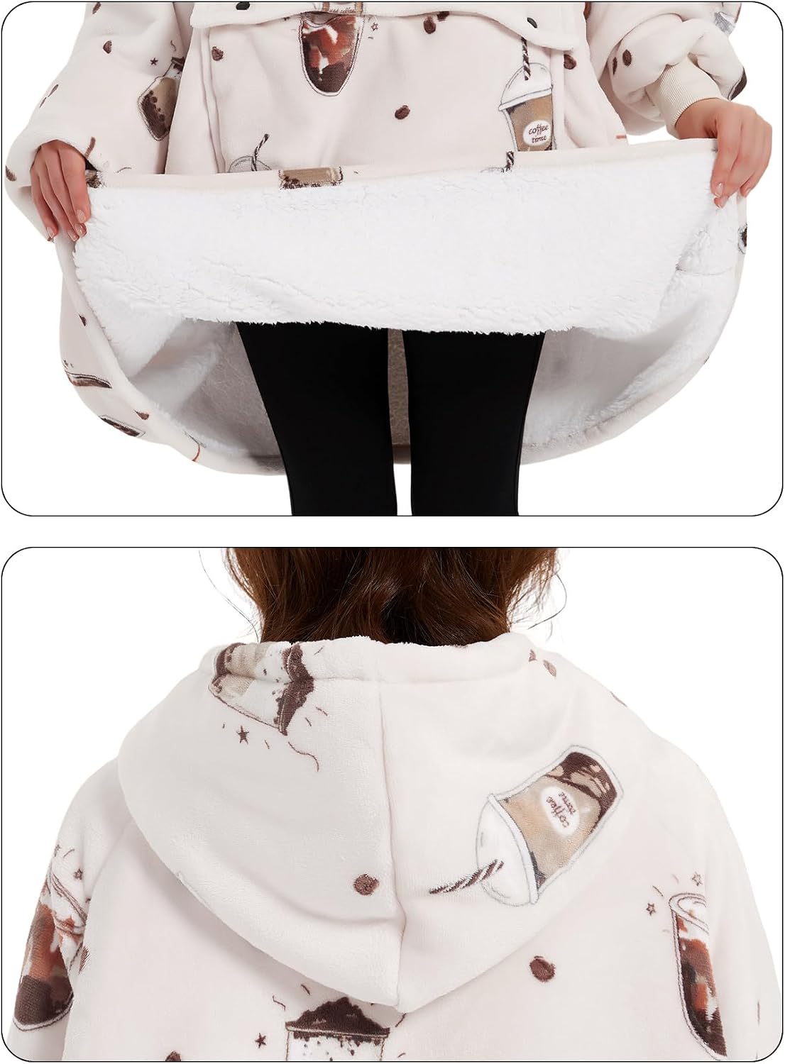 KFUBUO Wearable Blanket Hoodie for Adults Sherpa All Patterns Cat Oversized Sweatshirt Blanket with Pockets for Women