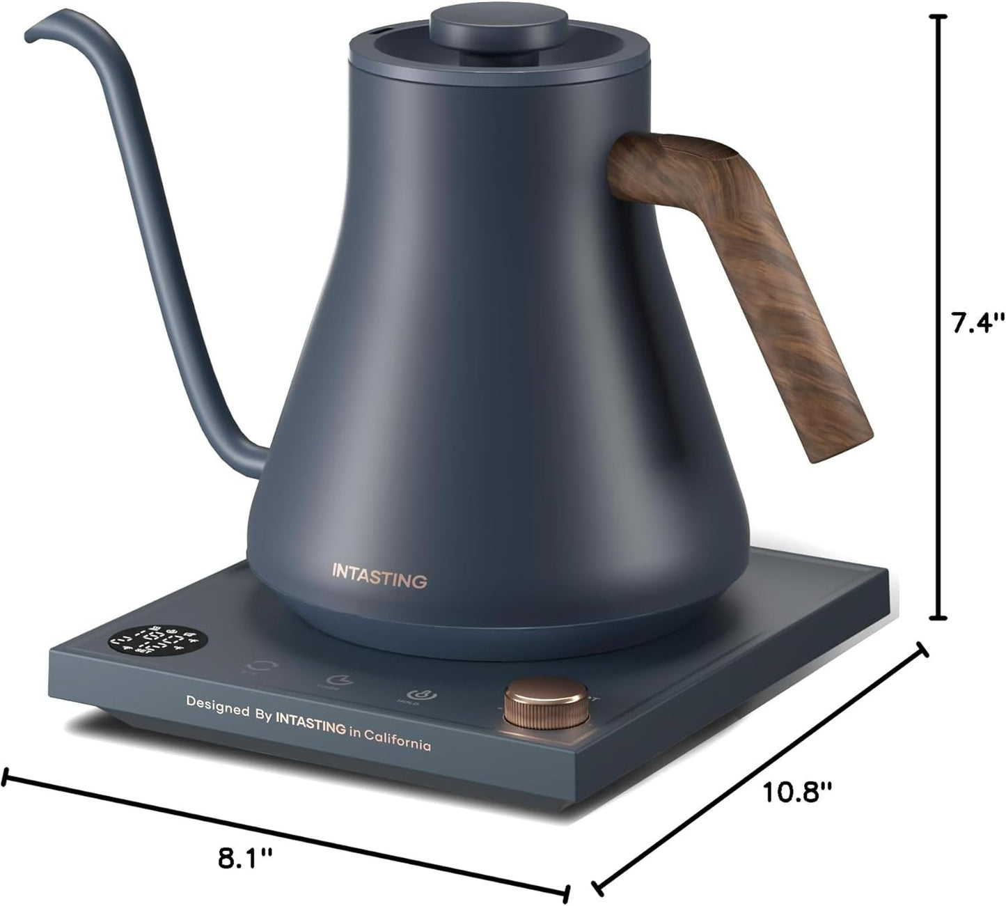 INTASTING Electric Kettles, Gooseneck Electric Kettle, ±1℉ Temperature Control, Stainless Steel Inner, Quick Heating, for Pour Over Coffee, Brew Tea, Boil Hot Water, 0.9L Black