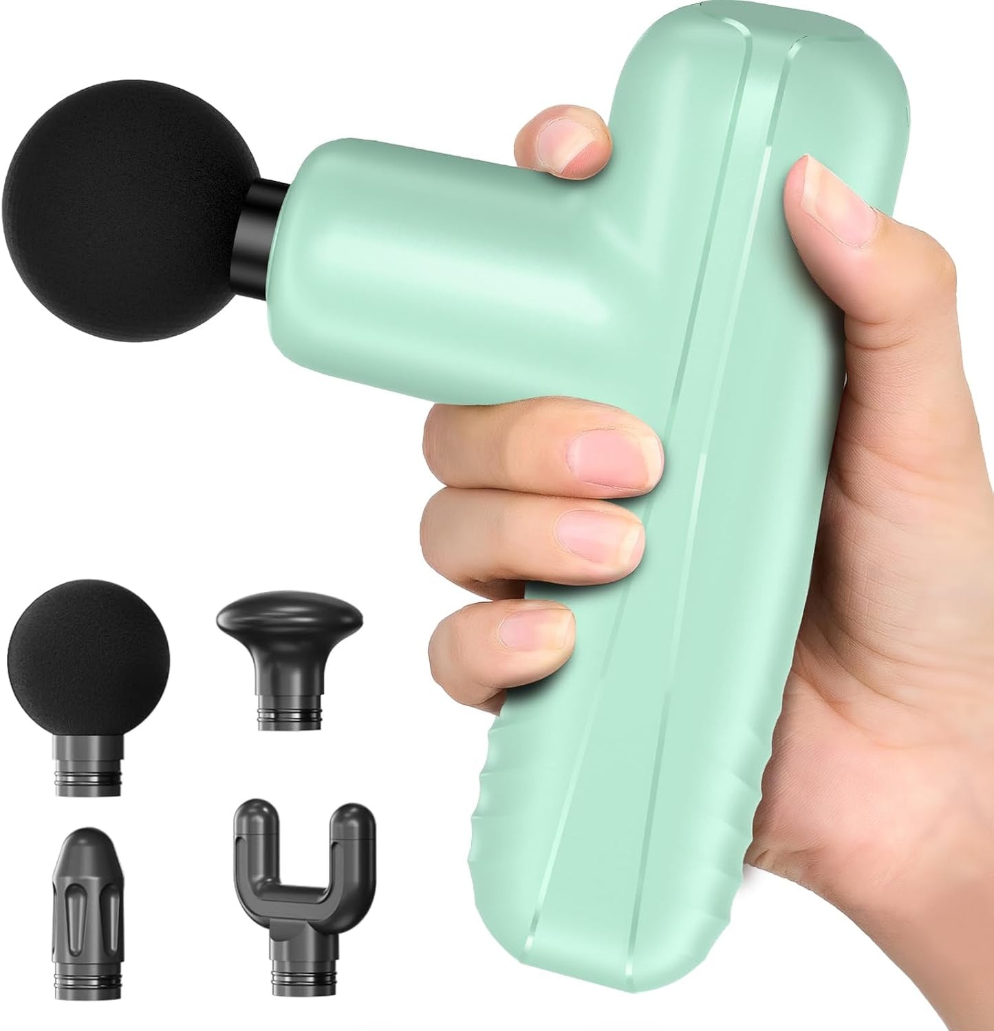 Mini Massage Gun, Powerful Handheld Muscle Massager for Muscle Relaxation, Deep Tissue Percussion Small Massage Gun Travel Massager with 4 Massage Heads Silent Brushless Motor, Black
