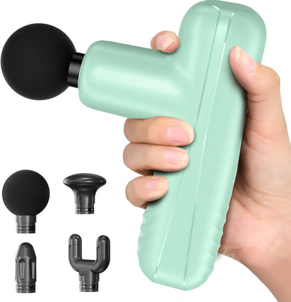 Mini Massage Gun, Powerful Handheld Muscle Massager for Muscle Relaxation, Deep Tissue Percussion Small Massage Gun Travel Massager with 4 Massage Heads Silent Brushless Motor, Black