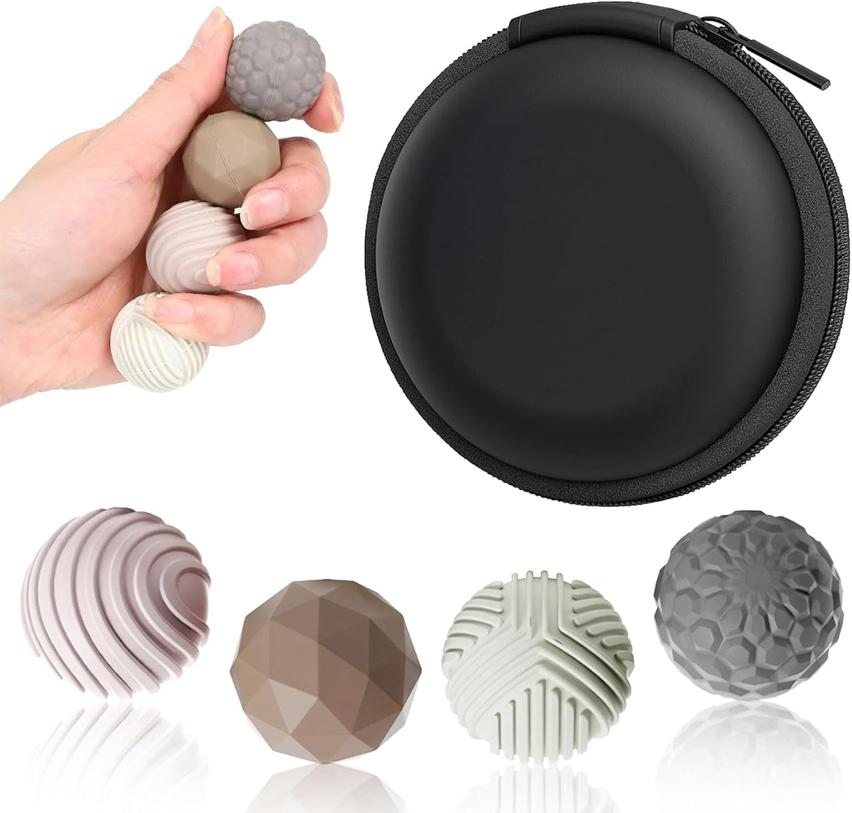 Silicone Magnetic Balls, Fidget Toys Adults, 4PCS Stress Balls Sensory Toys for Autism and ADHD, Quiet Office Desk Fidgets Magnet Gadgets Anxiety Relief Items Fun Gifts