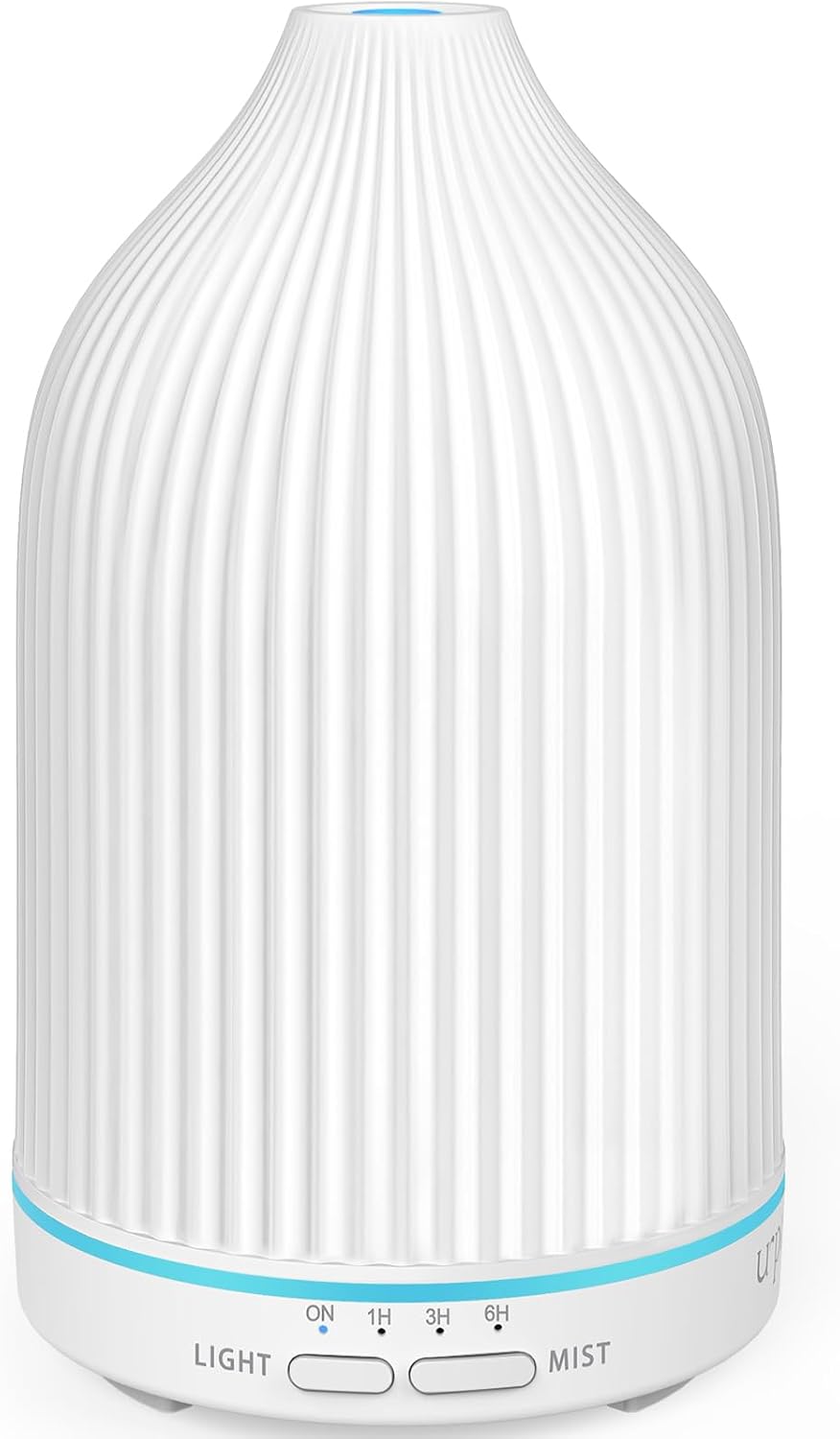URPOWER 150ML Essential Oil Diffusers for Home, Ultrasonic Aromatherapy Diffuser with 7 Color Changing Lights, Timer & Auto Shut-Off, Scent Diffuser for Bedroom, Office, Yoga