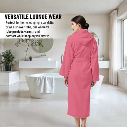 KAHAF COLLECTION Women Hooded 100% Cotton Terry Bathrobe, Soft Absorbent Quick Dry Robe for Spa, Shower & Home Wear