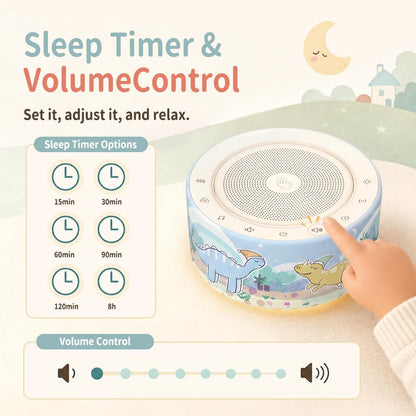 Kipcush White Noise Machine for Baby & Adults, 30 Soothing Sounds, Soft Non-Glare Nursery Lamp, 8 Color Night Lights, Memory Function (Angel V1 White, Standard)