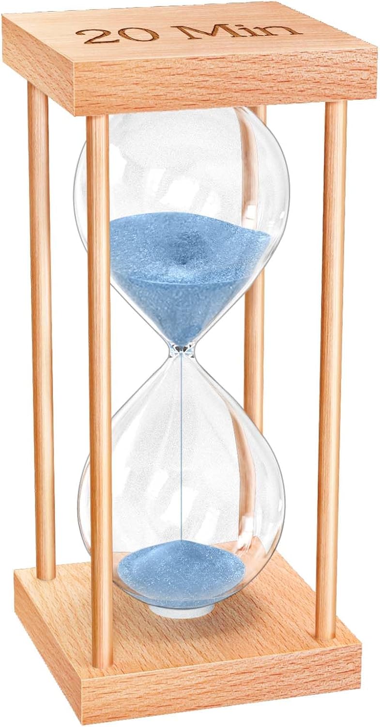 60 Minute Sand Timer, 60 Min Wood Small Hourglass Timer, Blue Sand Clock, One Hour Wooden Hour Glass for Classroom, Sandglass, Reloj De Arena Decorativo, Home, Office, Game, Gift
