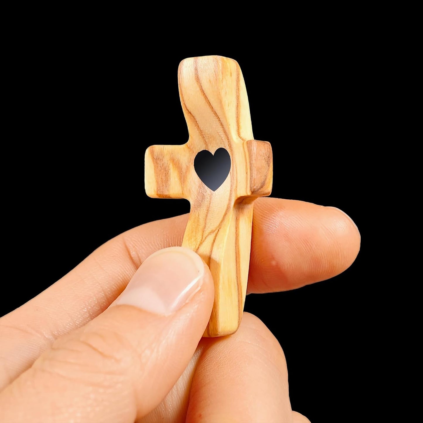 Cross My Heart/Encouragement Gift Wood Comfort Pocket Prayer Cross for Clutching, Clinging and Praying Christian Religious Gift