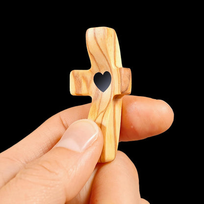 Cross My Heart/Encouragement Gift Wood Comfort Pocket Prayer Cross for Clutching, Clinging and Praying Christian Religious Gift