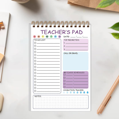 Teacher Notepad - A4 Teacher To Do List Notepad, Spiral Checklist Notebook Organizer for Teachers Notes Task Appointment, Teacher Appreciation Gifts, 8'' x 11'', Green