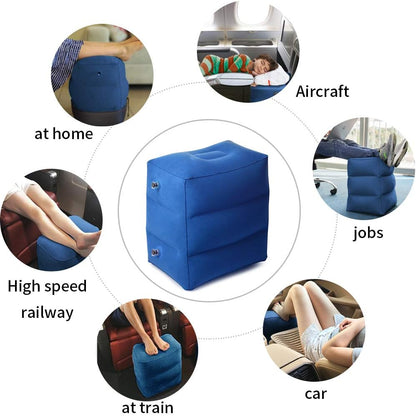 ZIQIAN Inflatable Travel Foot Rest Pillow, Adjustable 3-Layer Height