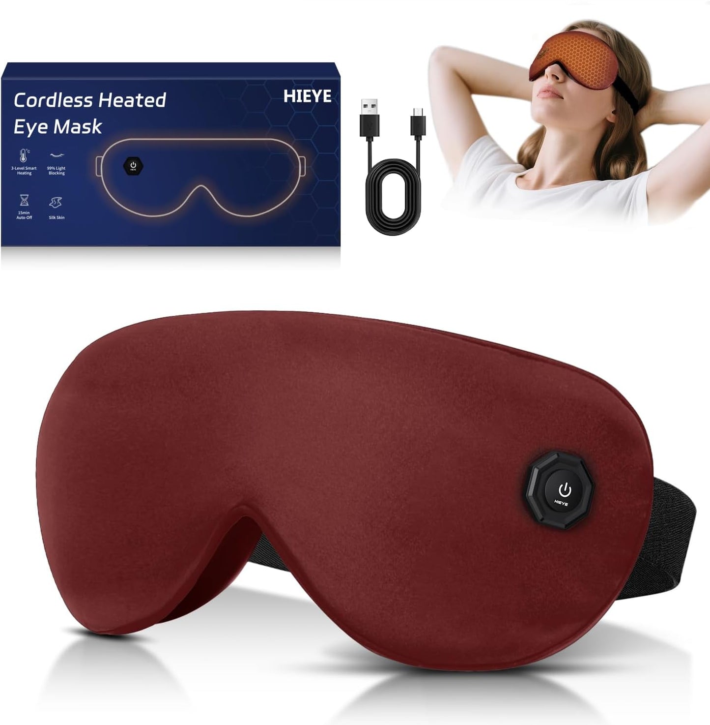 Cordless Heated Eye Mask for Dry Eyes,Electric Warm Compress for Fast Eye Relief Rechargeable USB Heat Relax Mask for Sleep