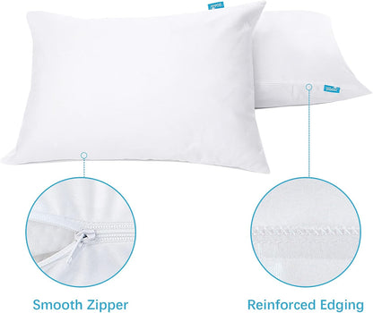 Pillow Protectors Waterproof 2-Pack, Standard Size with Zipper