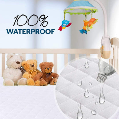 PlushDeluxe Premium Bamboo Mattress Protector – Queen Size, Waterproof, & Ultra Soft Breathable Noiseless Washable Bed Mattress Cover for Comfort & Protection - White
