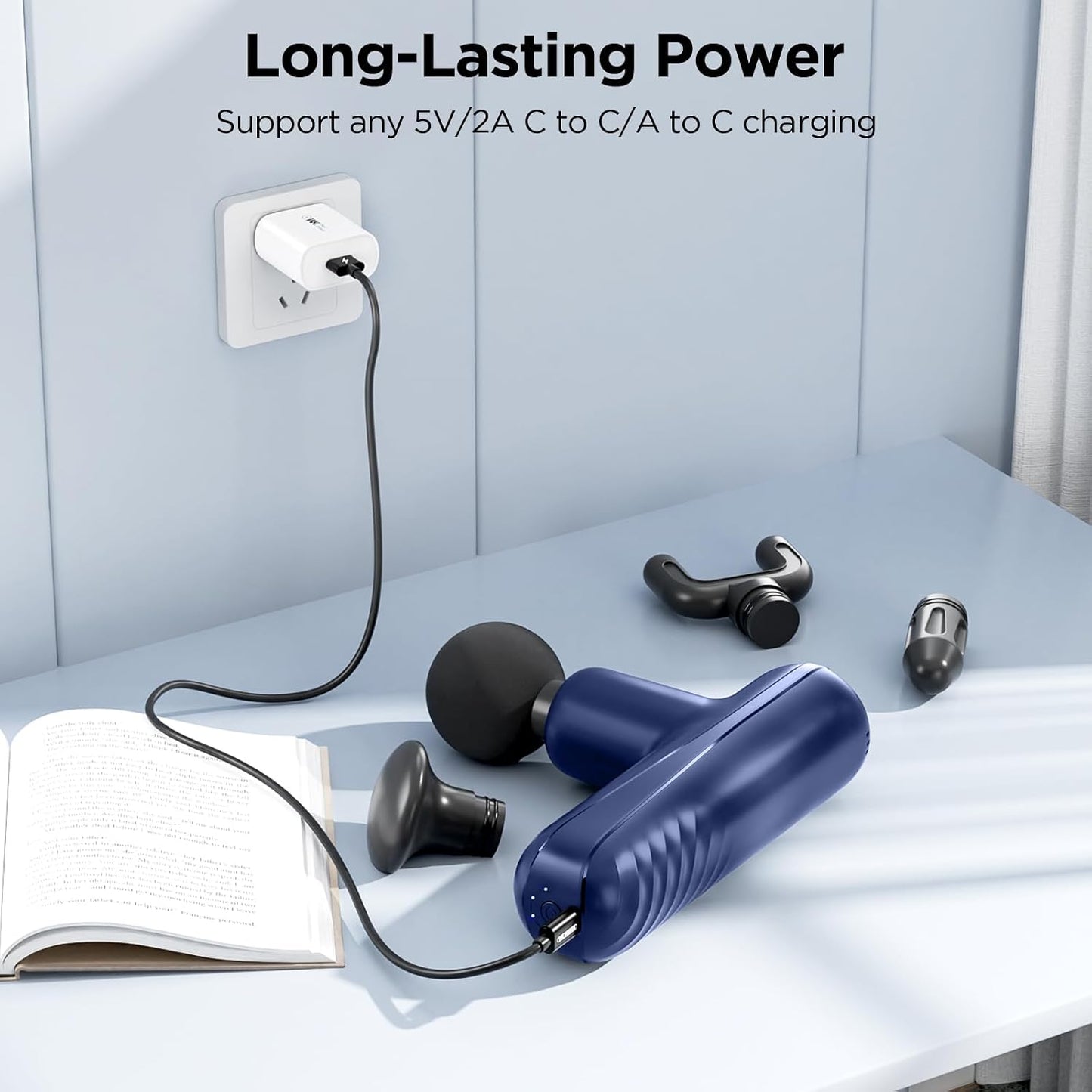 Mini Massage Gun, Powerful Handheld Muscle Massager for Muscle Relaxation, Deep Tissue Percussion Small Massage Gun Travel Massager with 4 Massage Heads Silent Brushless Motor, Black