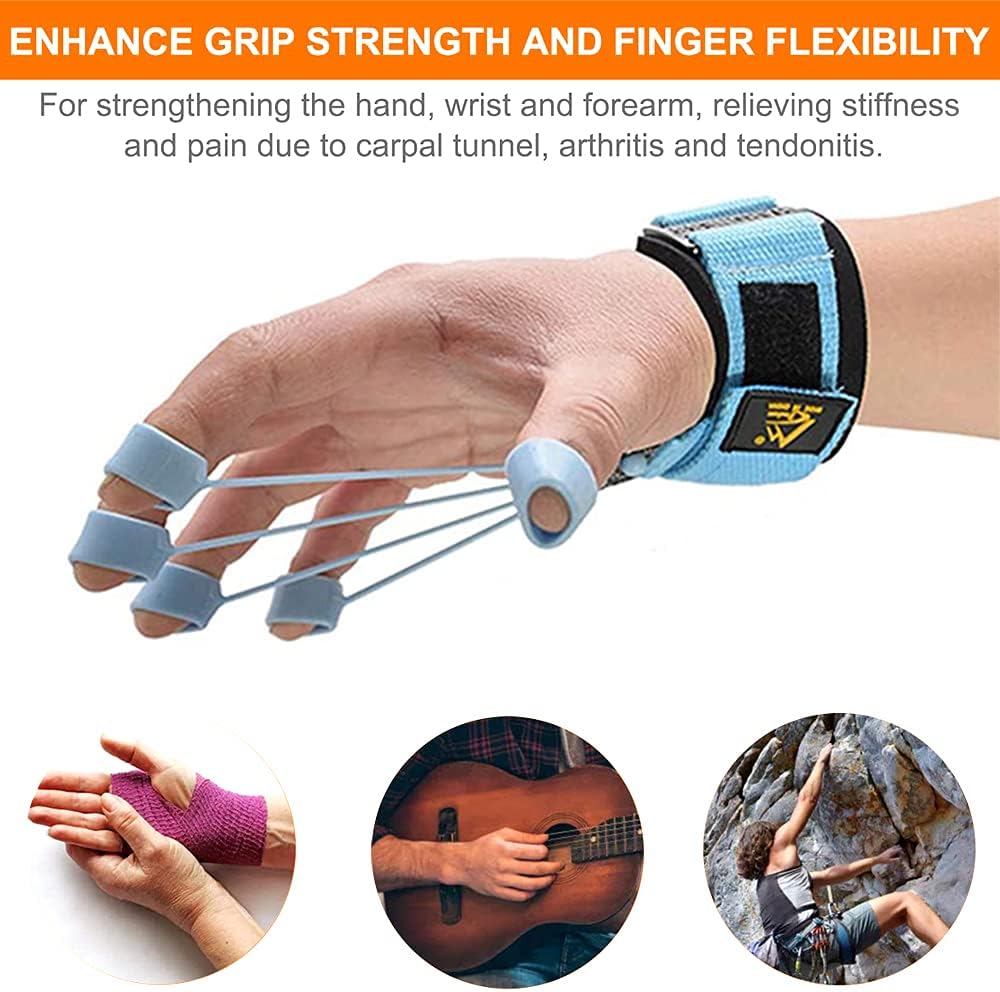 Finger Strengthener Hand Grip Strength Trainer Finger Extension Stretcher Exerciser Hand Rehab Work Out Relieve Pain Arthritis and Grip Training Kit 10LB+40LB