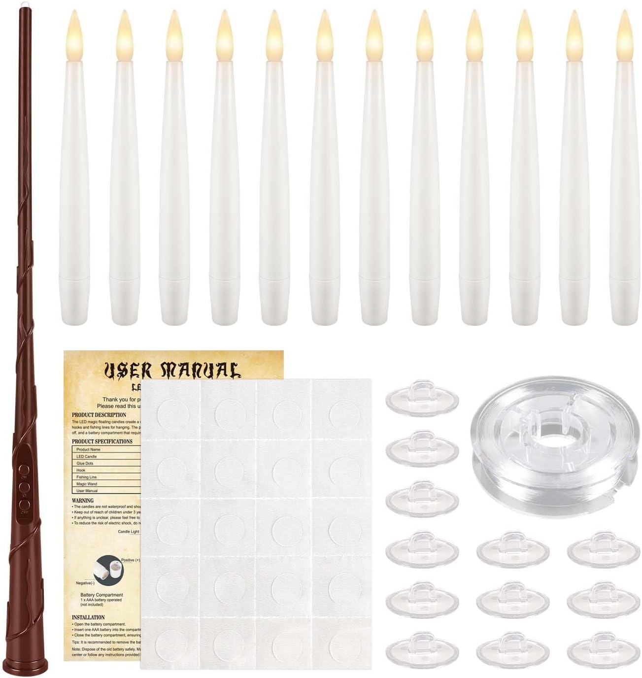 24 Pcs LED Flameless Candles with Remote, 3D Flickering Flame & LED String Lights, Acrylic Clear Cylinder, Timer Function, Romantic Ambience for Home Decor, Party, Wedding (Ivory).