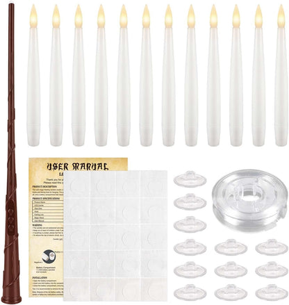 24 Pcs LED Flameless Candles with Remote, 3D Flickering Flame & LED String Lights, Acrylic Clear Cylinder, Timer Function, Romantic Ambience for Home Decor, Party, Wedding (Ivory).