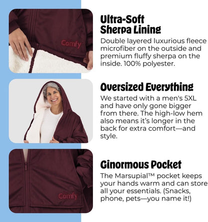 THE COMFY Original | From Shark Tank | Patented | Oversized Sherpa Wearable Blanket Hoodie| Gift for Women & Men | One Size