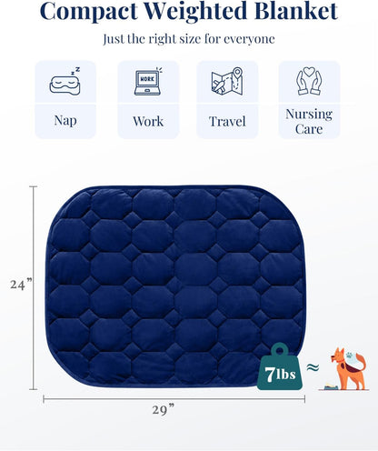 Kivik Weighted Lap Blanket, 7 lbs Weighted Lap Pad for Adults, Small Travel Weighted Blanket for Relaxation, Portable & Breathable, Grey, 24"x29"
