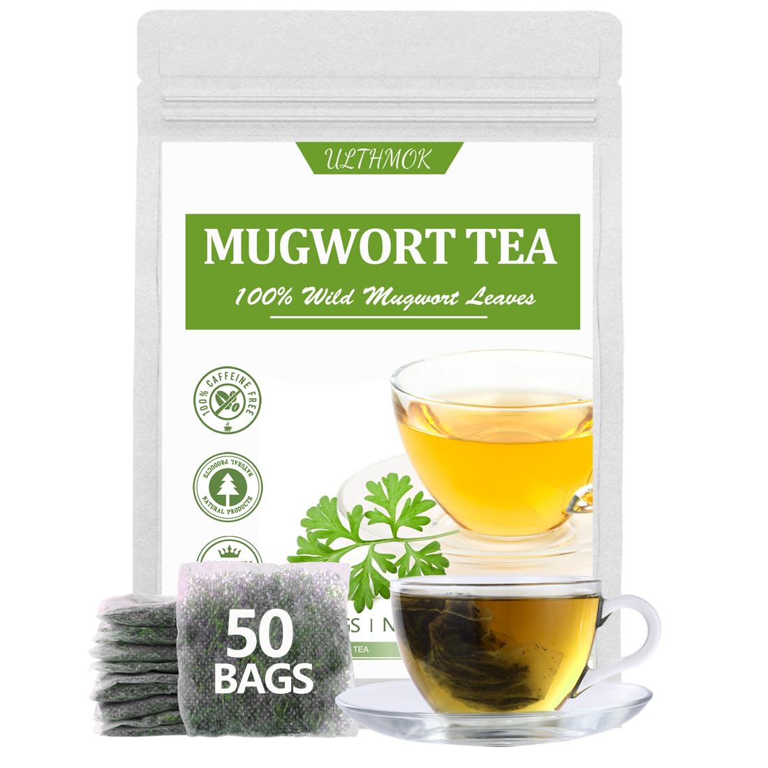 Premium Lemon Balm Leaf Tea, 50 Bags. Made with 100% Natural Lemon Balm Leaves, No Additive & Caffeine Free, Promotes Relaxation & Support Digestion.