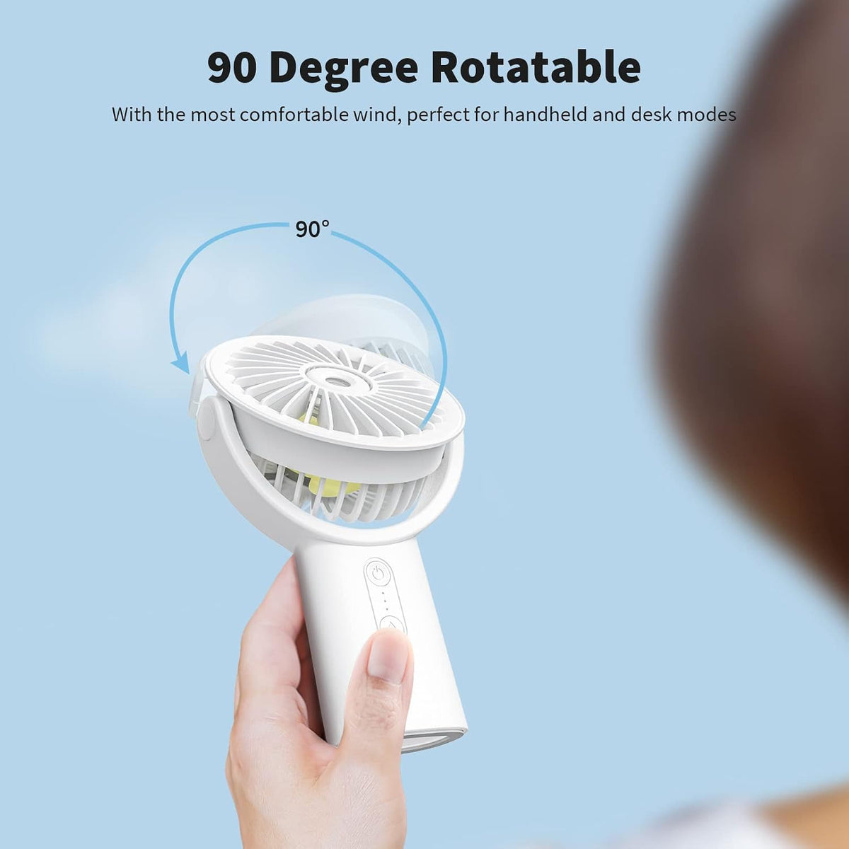 Otlonpe Handheld Misting Fan Portable, Small Personal Hand Held Rechargeable Mist Fan Water Spray, 4000mAh Battery Operated Hand Mister Fans 3-Speed, 4-15 Hrs Runtime for Travel Home Office Outdoor