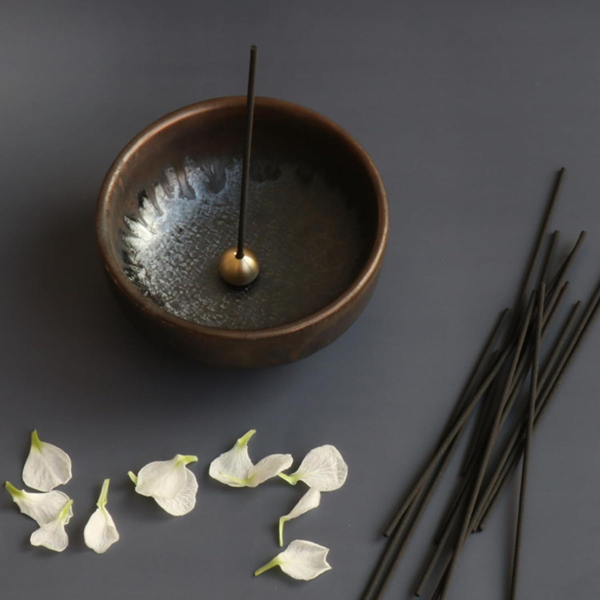 Asayu Japan Zen Incense Holder, 3.9in (100mm) Ceramic Incense Bowl