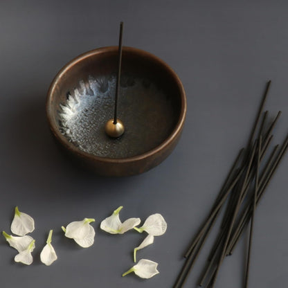 Asayu Japan Zen Incense Holder, 3.9in (100mm) Ceramic Incense Bowl