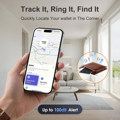 Apple MFi Certified Wallet Tracker, Works with Apple Find My, Rechargeable 0.07in Ultra-Slim Tracking Card, Item Locator for Wallet, Luggage, Passports, Purse (B1)