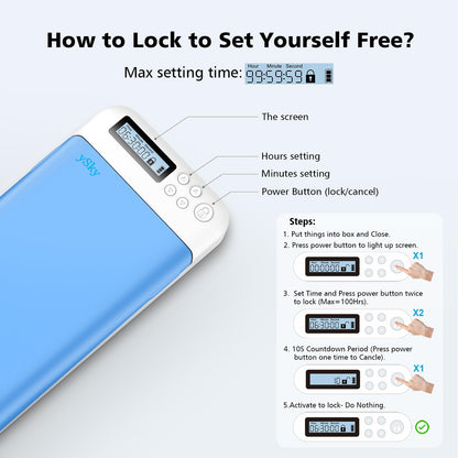 ySky Timed Lock Box, Portable Phone Locker with Self-Control Timer for iPhone, Android, Helping Kids, Students, Adults Focus Back, Mobile Phone Addiction Control (Green)