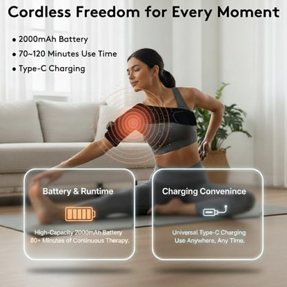 Cordless Shoulder Heating Pad with Vibration & Cold Gel Pack, Heat, Cool&Massage Support Wrap 6 Heat Level, 3 Vibration Mode, Adjustable Neoprene Shoulder Brace for Rotator Cuff Pain Relief Men&Women