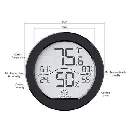 SECRUI Digital Hygrometer Thermometer for Room Temperature Humidity Meter Indoor Thermometer Accuracy Calibration LCD Temperature Sensor with Maximum and Minimum Records, TH1, White