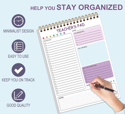 Teacher Notepad - A4 Teacher To Do List Notepad, Spiral Checklist Notebook Organizer for Teachers Notes Task Appointment, Teacher Appreciation Gifts, 8'' x 11'', Green