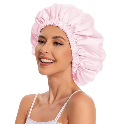Satin Bonnet Silk Bonnet Hair Bonnet for Sleeping-Slouchy Beanie Hat Satin Sleep Cap for Women's Natural & Curly Hair(Blue Zircon)