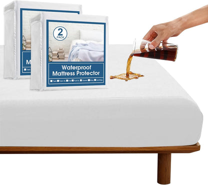 SPRINGSPIRIT Full Size Waterproof Mattress Protector, Full Mattress Cover Pad Waterproof with Deep Pocket up to 14’’, Bed Fitted Sheet