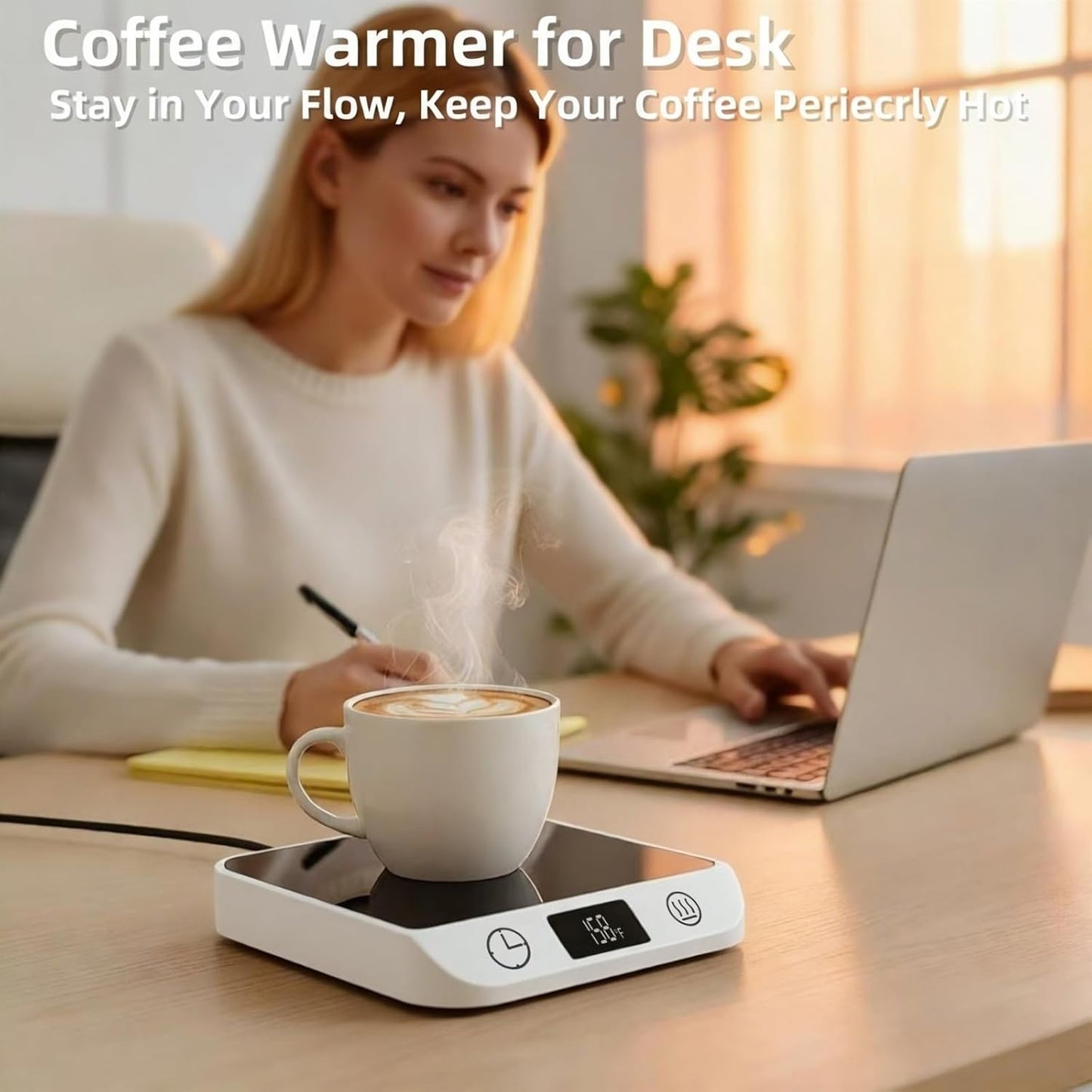 Coffee Mug Warmer & Candle Warmer 2-in-1, 6 Temps, 12-Hr Timer & Auto Shut-Off, 46W Electric Smart Cup Warmer for Desk, Coffee Gifts for Women Men & Home Office