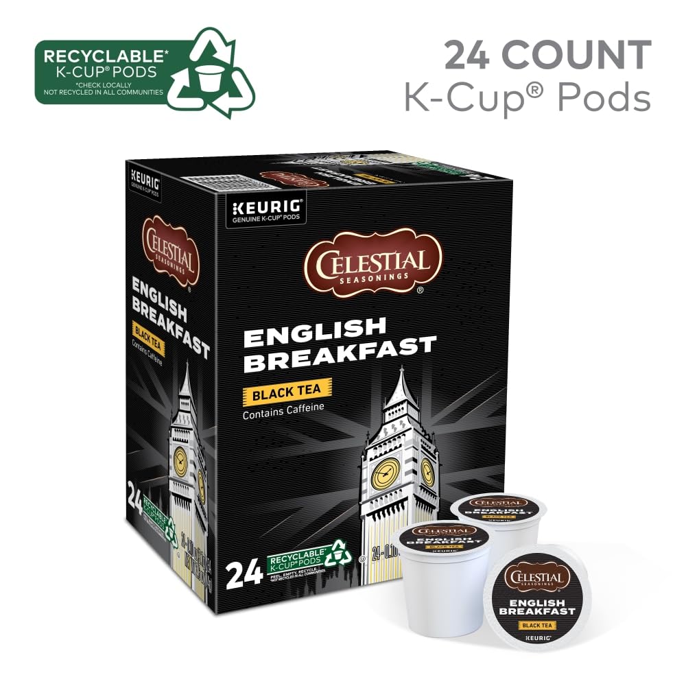 Celestial Seasonings® Single-Serve K-Cup® Pods, English Breakfast Tea, Box Of 24