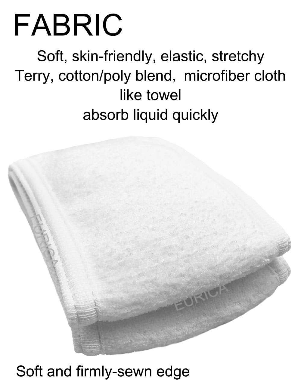 EUICAE Spa Headband 5-Pack Black Sweat Head Towel Wraps - Non-slip Stretchable, Washable for Makeup, Face Wash, Facial Treatment, Sports