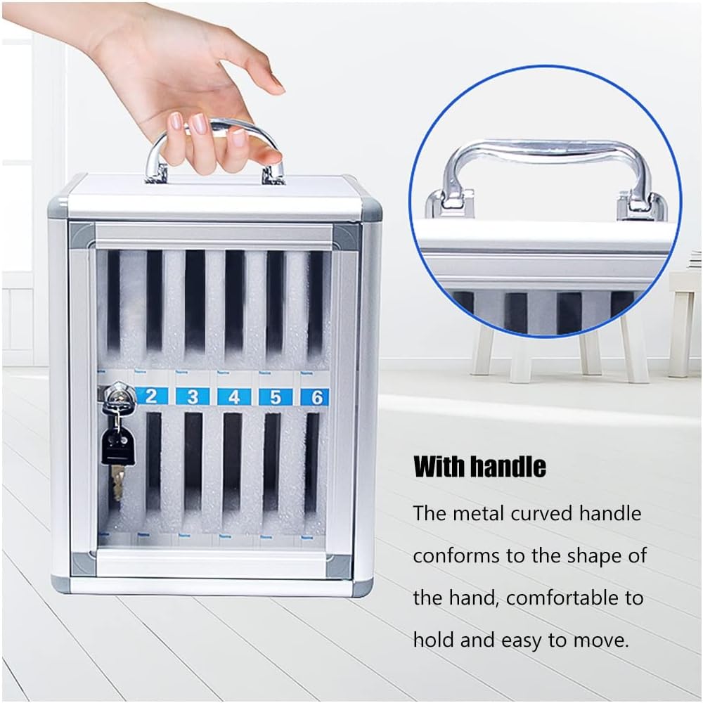 Large Capacity Wall Mounted Phone Storage Cabinet 48/60 Slots Aluminum Alloy with Handle Portable Charging Station for Home & Office Use,12