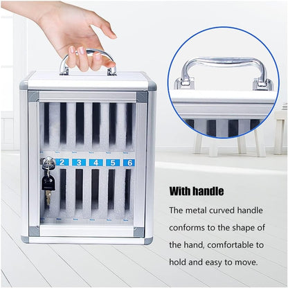Large Capacity Wall Mounted Phone Storage Cabinet 48/60 Slots Aluminum Alloy with Handle Portable Charging Station for Home & Office Use,12