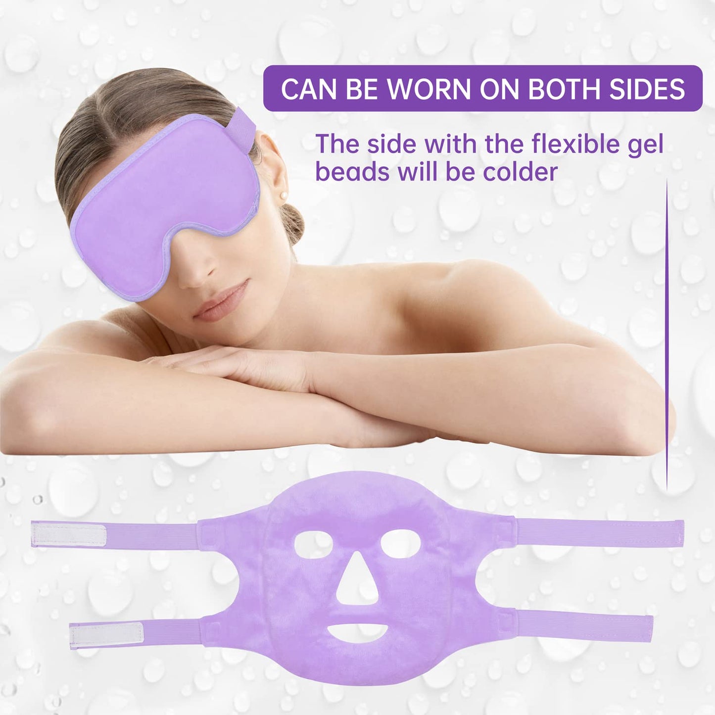 ZNÖCUETÖD Cold Face Eye Mask Ice Pack Reduce Facial Puff, Dark Circles, Hot Cold Compress Pack, Face SPA Gift for Woman Sleeping, Pressure, Headaches, Skin Care, Post Laser Cosmetic Care, Reversible