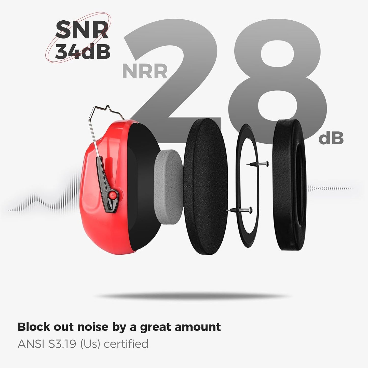 ProCase NRR 28dB Noise Reduction Ear Muffs, Foldable Adjustable Passive Noise Cancelling Headphones for Adults Kids Autism, Hearing Protection for Shooting, Construction, Mowing, Studying -Black - Colors B