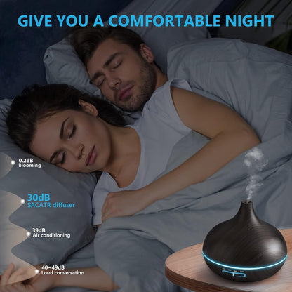 SACATR 550ml Oil Diffuser with 30x5 mL Essential Oils, Ultrasonic Technology, Remote Control for Home Office